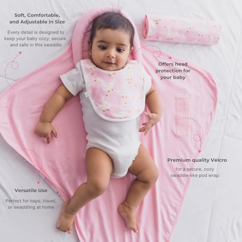 Image of TIDY SLEEP Baby Swaddle Wrappper Adjustable for Newborn || 100% Cotton Soft || Newborn Blanket for 0-3 Months (Blue Leaf)