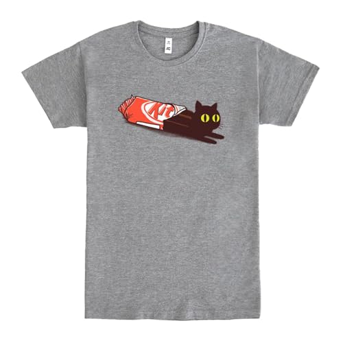 Pampling Camiseta de Manga Corta, 85% Algodón, Ropa Unisex para Hombre y Mujer, Serigrafiada con Cuello Redondo y Corte Recto, Color Gris (Kit Cat, M)