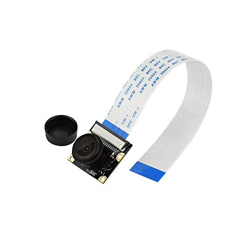 E&O Fisheye Wide Angle Camera Module for Raspberry Pi 3 B Day/Night Vision Webcam Sensor OV5647 5 Megapixel 1080p Compatible with Raspberry Pi Model A/B/B+, RPi 2B Pi 3 B+ and Pi 4B