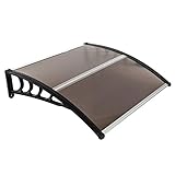 Flandre Patio Door Window Awning Canopy, Polycarbonate Cover Front Door Outdoor Patio Awning Canopy UV Rain Snow Protection Hollow Sheet (40 x 40, Brown CanopyBlack Bracket)