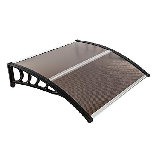 Flandre Patio Door Window Awning Canopy, Polycarbonate Cover Front Door Outdoor Patio Awning Canopy UV Rain Snow Protection Hollow Sheet (40 x 40, Brown CanopyBlack Bracket)