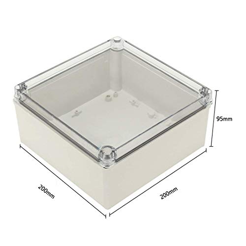 Image of ABS Junction Box w PC Transparent Cover, 8 x 8 x 3.7 inch Square IP65 Waterproof Project Case Enclosure