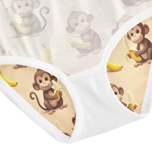 Toddler Briefs, Cute Cartoon Monkeys Bananas Cotton Underwear Girls, 2T–8 Years4