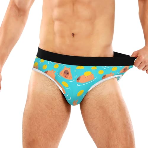 Men's Underwear Briefs Comfort Soft Stretch Classic Fit Cute Capybara Briefs with Contour Pouch3