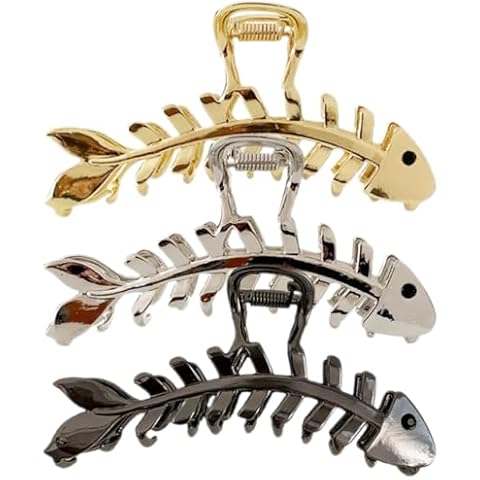 Beatifufu 3pcs Fishbone Hair Claw Clips Cover