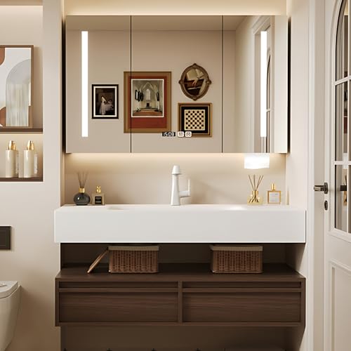 Genpai 52IN Bathroom Vanity with Sink - Open Shelf Storage