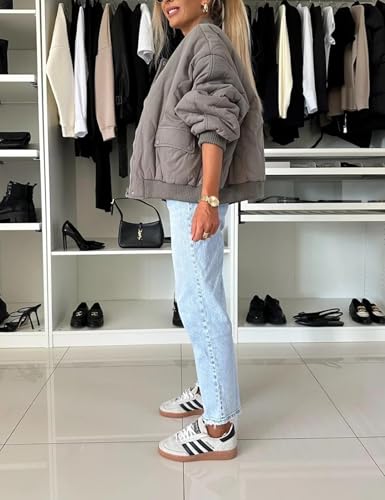 Turn Heads This Winter with TUREAU’s Cozy Cropped Quilted Puffer Jacket in Chic Grey - Image 4