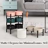 Futternapf Hund Erhöht Hundenapf Set - Doppelte Fressnapf Keramik mit Edelstahlständer - Ideal für Kleine und Mittelgroße Hunde - 660 ml x 2 - Schwarz