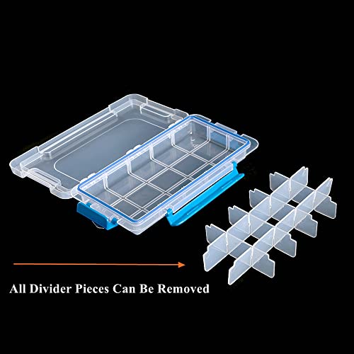 Image of Adjustable Plastic Divider Storage Box Container for Bead, Button, Small Parts,15 Grids, Pack of 3, Clear
