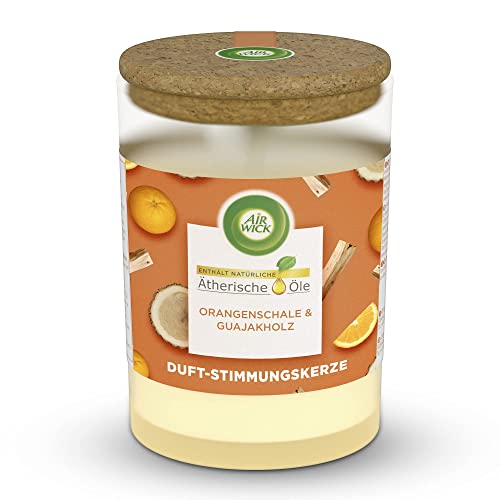 Air Wick Duft-Stimmungskerze im Glas – Duft: Orangenschale und Guajakholz...