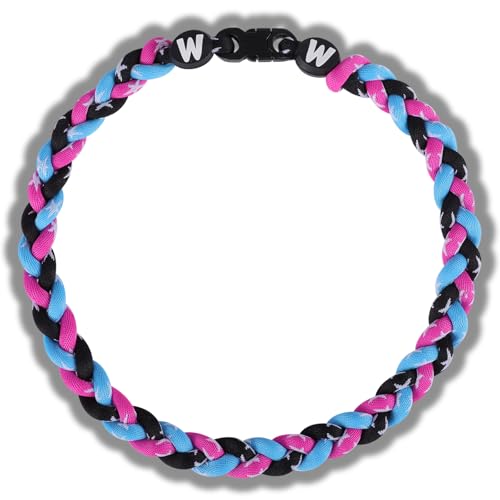 Willtok 18inch HIGH-END Baseball Necklaces Muti-Color for Pick Lab Tested Gifts for Baseball Funs 2025 New w/Tornado Fashion 3D Braided Design (Pink Blue Black 18 inch)