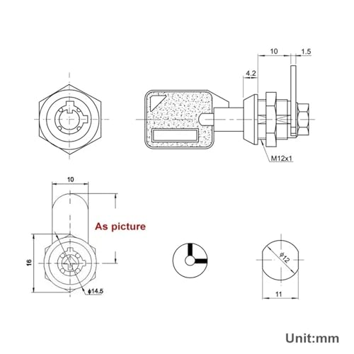 Cerradura tubular de leva mini para reparar cajas de luz y vitrinas 8