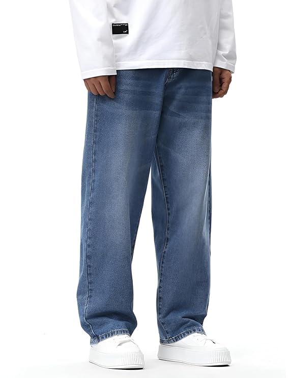 Image of INKKR Men Jeans||Regular Straight Fit Jean's||Loose Fit High Rise Denim Cotton Jeans||