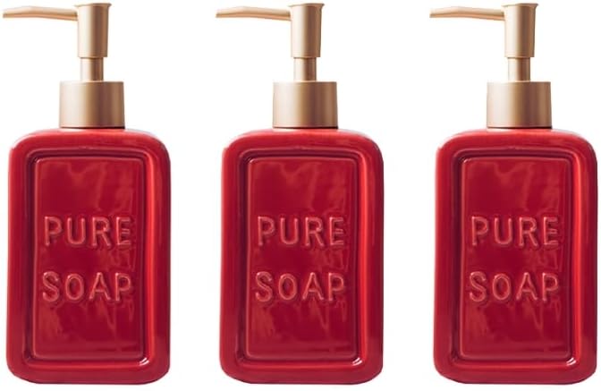 3 Pieces Ceramic Soap Dispenser,Pump Bottle,Hand Wash Dispenser,soap Dispensers for Bathroom,Used for Lotion,Shampoo,Shower Gel (White 8 * 6 * 19cm)