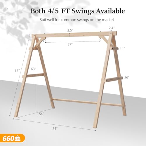 Image of VINGLI 6.9FT Wooden Porch Swing Frame for 5FT Swing, Natural