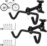2 Pezzi Supporto da Parete per Bicicletta Pieghevole, Sostegno per Bicicletta Regolabile, Porta Biciclette da Muro Appendi Bici per MTB Bici da Strada