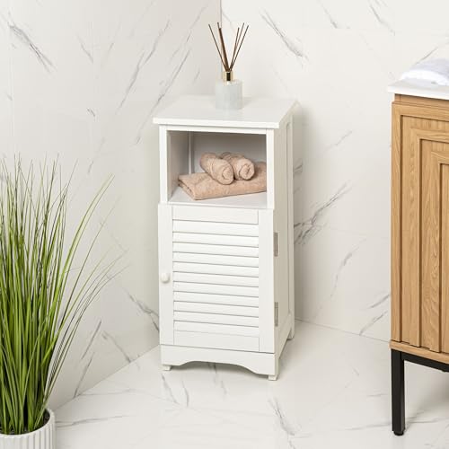 happimess Serene Bathroom Storage Cabinet 27.5" H Acacia Wood, White by happimess - Used condition - Image 2