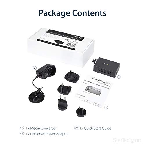 Image of StarTech Single-Mode (SM) SC Fiber Media Converter, 1GbE, 10km, 1310nm, TAA | Standalone Gigabit Ethernet to SC Fiber Converter, 10 /100 /1000 Networks, MCMGBSCSM10