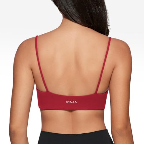 Image of INGIA Womens Square Neck Sports Bra Workout Bra | Spaghetti Strap, Padded, Cami,Yoga, Wireless, Square Back, Crop Top, for Women
