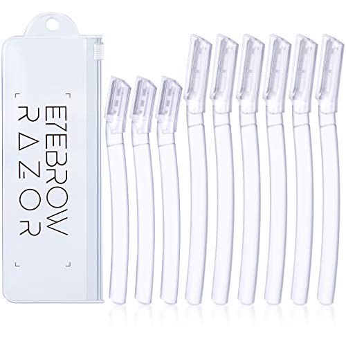 9 Pieces Dermaplaning Tool Eyebrow Razors Face Hair Remover Razor Eyebrow Shaper Trimmer Helps Exfoliate and Smooth the Skin for Women's Beautiful Look (Transparent)