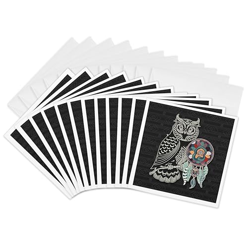 Cartes de vœux chouette à cornes 3dRose Gc_304668_2 lot carterie anniversaire 15x15 cm