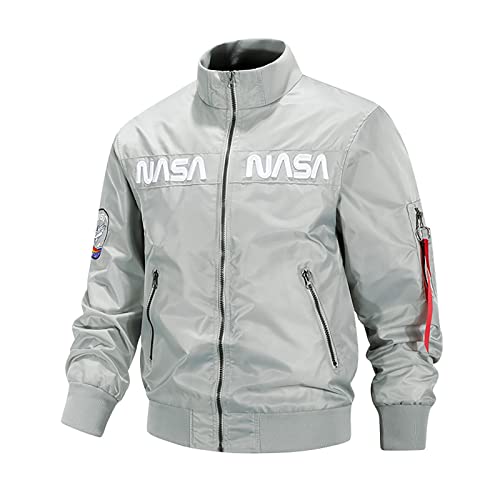 CORIRESHA Winter Men's NASA Bomber Jacket Stand Collar Thickened With Embroidery