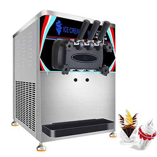 Kommerzielle Desktop-Eismaschine,Softeismaschine Mit 3 Geschmacksrichtungen,Frozen Yogurt Maker Mit LED-Anzeige Und…