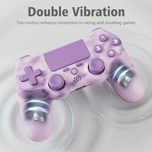 Image of Controller for PS4, Wireless Controller 2 Pack for Sony PlayStation 4 /Slim /Pro, with 6-Axis Motion Sensor /Double Vibration /Touch Pad /Speaker & 3.5mm Audio Jack /800mAh Battery /USB-C Cable, Pink + Blue