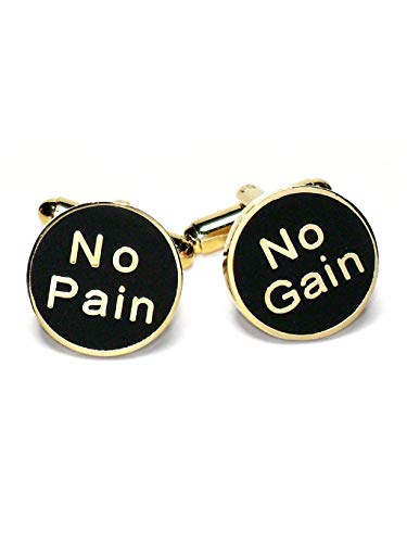 Mancuernillas Doradas para Hombre NO PAIN NO GAIN