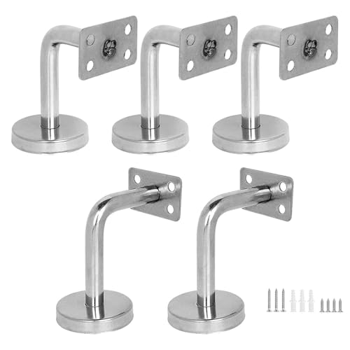 FWEEK 5 Stück Handlaufhalter Edelstahl, Handlaufhalter Handlaufträger, 60x80mm Geländerhalter Handlaufhalter für Flache Treppenhandläufe, Innenwand, Korridor und Holz Geländer