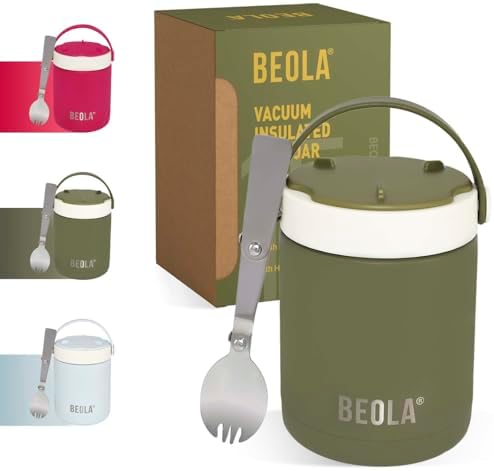 BEOLA Thermosdose aus Edelstahl, doppelwandig, isoliert, für Kinder und ...