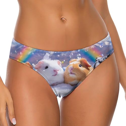 AOOEDM Tanga con Estampado de cobayas y Paisaje de montaña arcoíris para Mujer, Ropa Interior Sexy con Espalda en T