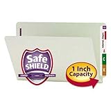 Smead 37705 One Inch Expansion Folder Two Fasteners End Tab Legal Gray Green 25/Box