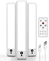 EZVALO Under Cabinet Lights, LED Closet Lights Wireless USB Charging, Motion Sensor Lighting Indoor 5700K dimmable with Remote Control (White) 3 Pack