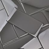 Lovdeco Dark Grey Glass Subway Tile, Glass for Bathroom Kitchen Shower Backsplash Wall, 3 x 6 Inches, 4 Sq.Ft.