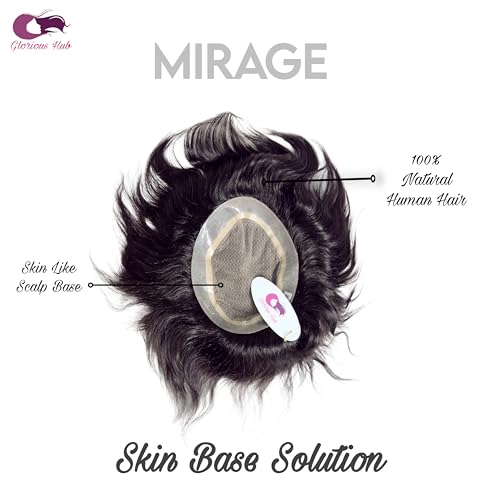 Image of MIRAGE Premium Men's Hair Patch | 100% Human Hair Wig in Natural Brown | Realistic Scalp Look & Feather-Light Feel | Silky Soft & Durable | Luxury Hair System for Elite Grooming | (Natural Black, 7x5)
