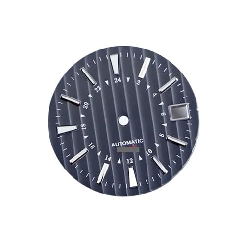 Genérico Esfera con patrón de bambú BGW9 con luminiscencia azul. Compatible con el movimiento NH34GMT SKX007 Mod 28.5mm(Grau)