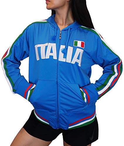 italian royal flag - Italia Italian Pride Striped Flag Juniors Track Jacket(Medium Royal)
