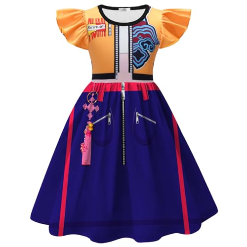 WYYXXT Girls Rumi Princess Cartoon Daily Dress Halloween Birthday Party Pop Outfits(4-5T Yellow)