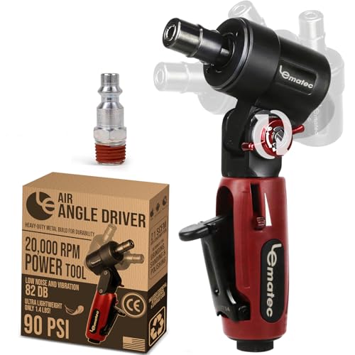 LE LEMATEC Right Angle Die Grinder with Adjustable Head - High-Speed 20,000 RPM Pneumatic Die Grinder for Automotive Detailing, Grinding, Deburring & Polishing - Flexible Head