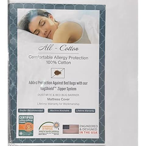 National Allergy 100 Percent Cotton Mattress Protector, Twin 9 Inch, White Cover