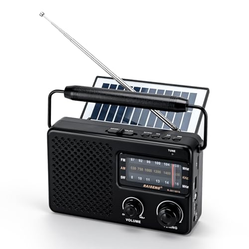 Portable Radio with Bluetooth & Solar Power - FM/AM/SW Rechargeable Radio, USB/TF Playback, Hi-Fi Sound, Pocket-Sized for Outdoor, Travel, Home Use