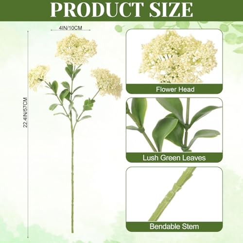 Image of 4 Pcs Artificial Flowers for Decoration, 23 Inch Faux Berry Stems Faux Skimmia Spray with Leaves Fake Flowers for Vase Home Table Floral Arrangement Wedding Decor(White,Classic)