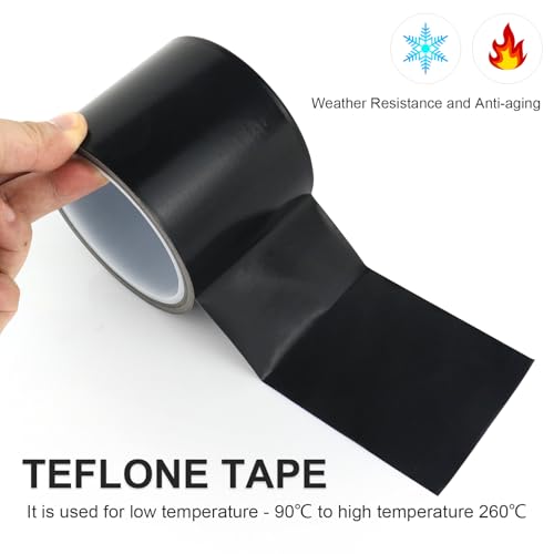 Image of BOMEI PACK Black PTFE Teflonn Glass Cloth Tape, 3'' x 33ft High Temperature Tape Fiberglass Adhesive, Heat Resistant for Fabric,High-Speed Sealing Machine,Vacuum Sealer Machine,1 Pack