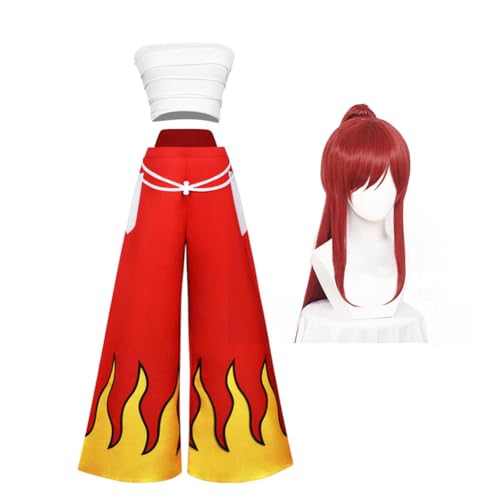 Jiumaocleu Fairy Tail Erza Scarlet Costume de costumade avec perruque, tenue de jeu de rôle anime Ensemble complet de vêtements avec accessoires pour...