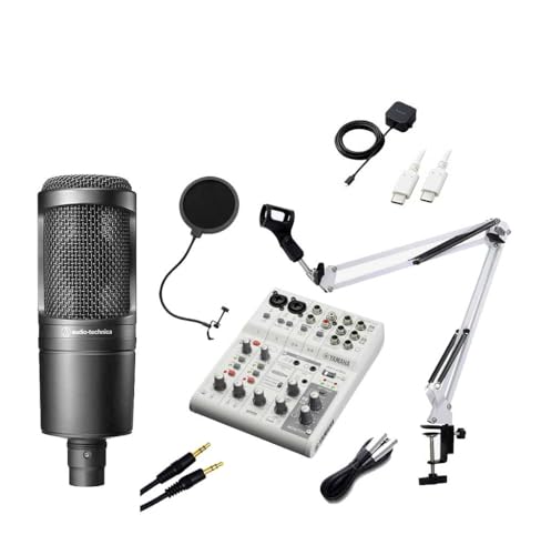 YAMAHA AG06MK2 AT2020 iPhone配信セット アームスタンド ポップガード 4極Auxケーブル付 AG06白×マイクスタンド白 iPhone15以降(USB Type-C端子) 生配信・実況向け コンデンサーマイク ミキサー ヤマハ