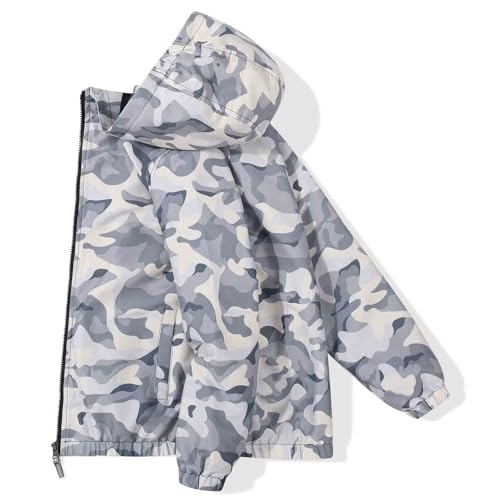 Image of SUNDAY ROSE Boys Windbreaker Jacket Hooded Lightweight Windroof Water-resistant Outdoor Coats for Kids