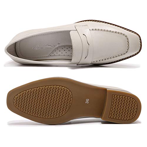 Image of Mona flying Womens Leather Square Toe Penny Loafer Slip on Flat Office Shoe