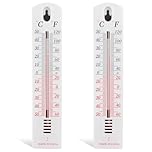 2Pcs Wall Thermometer, Outdoor Thermometer Read Accurate Celsius and Fahrenheit Large Wall Mounted Room Temperature Monitor Easy-to-Mount Design for Home Garden Greenhouse Home Office Indoor Outdoor