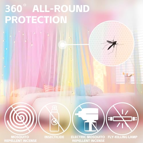 ACTOYS Mückennetz Bett XXL, Moskitonetz Reise Outdoor, Moskitonetz Doppelbett Einzelbett, Betthimmel Rechteckig, Mosquito Net Bed, Himmelbett Vorhänge-2.2x2x2M (Bunt, Eintürig)